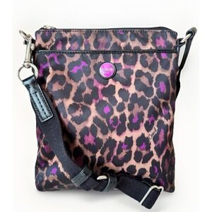 Coach‎ Small Crossbody Cheetah Leopard Print Purple/Black/Brown EUC!